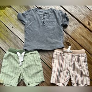 Baby toddler infant 18m Cat & Jack Gray Shirt and Striped Shorts Set